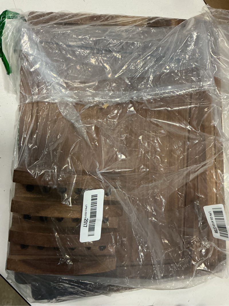 Condition photo showing As Is for acacia wood cutting board set of 3 with holder, juice grooves & built-in handles - durable, wooden cutting boards for kitchen, perfect for chopping, food prep and serving as a charcuterie