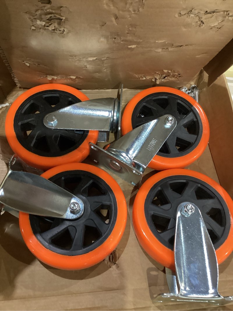 Condition photo showing New/Like New for 6 Inch Caster Wheels Set of 4 (2 Rigid, 2 Swivel), Ball Bearing 360 Degree Plate Swivel Castors Wheel Load 3000 lbs, Casters for Furniture, Workbench, Dolly, Cart 2 Swivel + 2 Rigid 6 inch