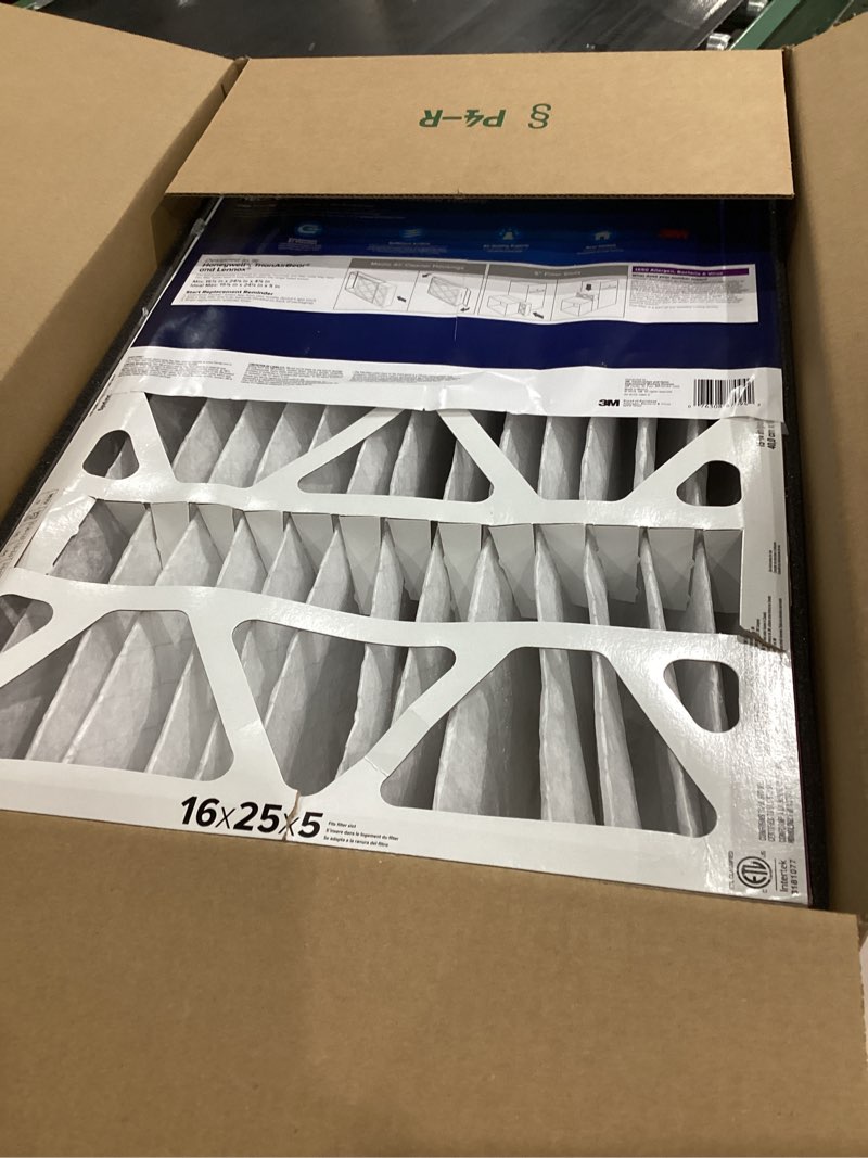 Condition photo showing New/Like New for Filtrete 16x25x5 AC Furnace Air Filter, MPR 1550, MERV 12, Fits Honeywell & Trion AirBear, CERTIFIED Asthma & Allergy Friendly, Electrostatic Air Filter, 1-Pack (actual size 15.75 x 24.13 x 4.88) 4.9" x 24.1" x 15.6"