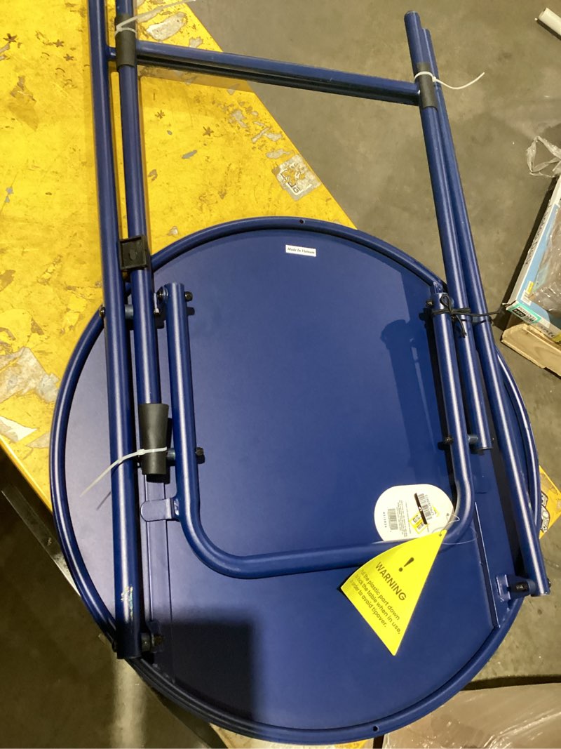 Condition photo showing As Is for metal round open weave bistro patio end table navy blue - threshold™