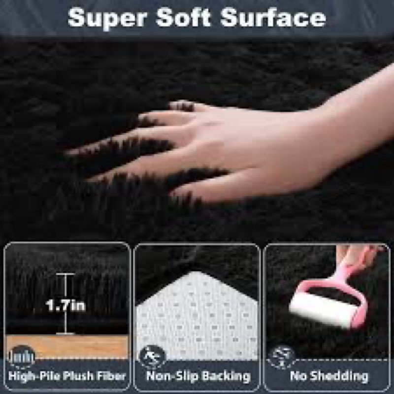 evoionos 5x7 washable large area rug living room, fluffy shag rug bedroom, ultra soft plush non slip