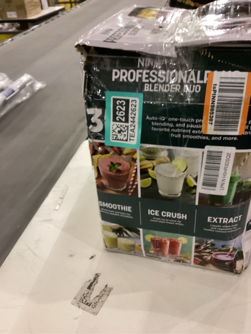 Condition photo showing As Is for Ninja BN751 Professional Plus DUO Blender, 1400 Peak Watts, 3 Auto-IQ Programs for Smoothies, Frozen Drinks & Nutrient Extractions, 72-oz. Total Crushing Pitcher & (2) 24 oz. To-Go Cups, Black 72oz Blender + 24 oz. Cups