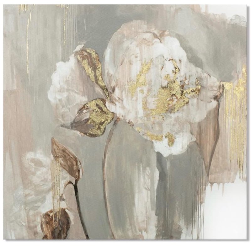 Gold metallic flower on canvas, extra large