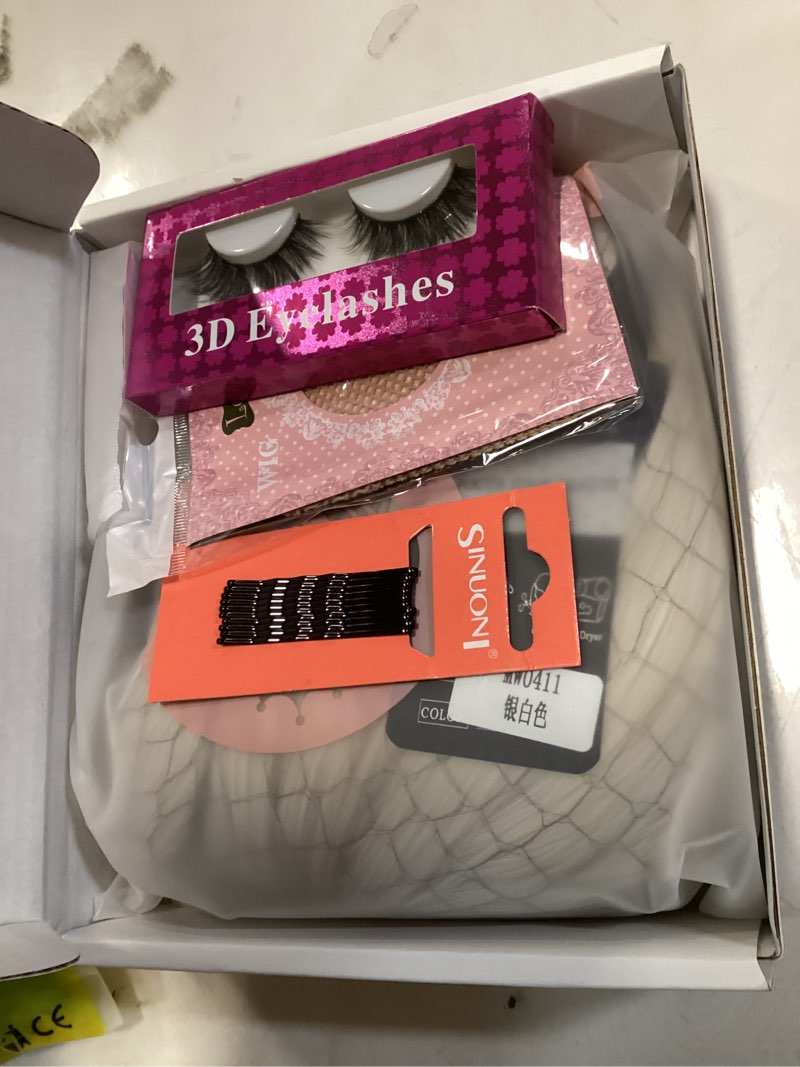 7JHH WIGS Long Straight Silver White Synthetic Layered Wig with Bangs 24inch Layered Straight Platin