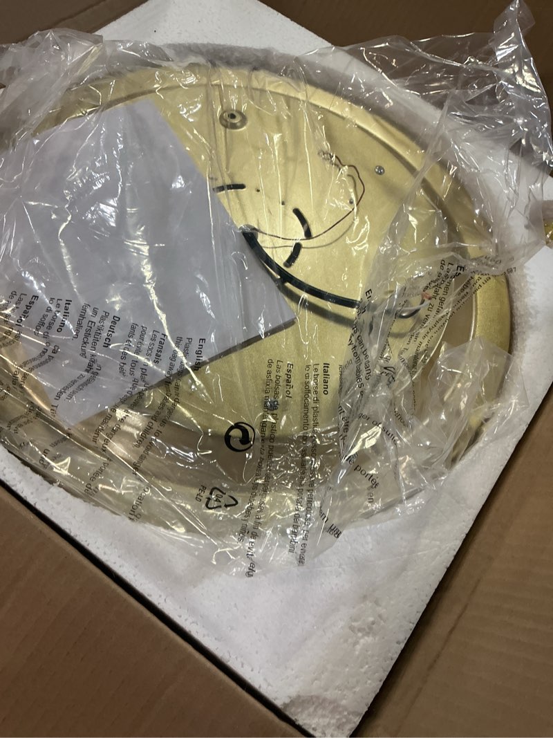 Condition photo showing New/Like New for Modern Gold Flush Mount Ceiling Light Fixture,Contemporary 3-Light Round Ceiling Lights with White Acrylic Shade for Hallway,Foyer,Entryway,Closet, Bedroom,Kitchen(15.8") Gold 15.8"