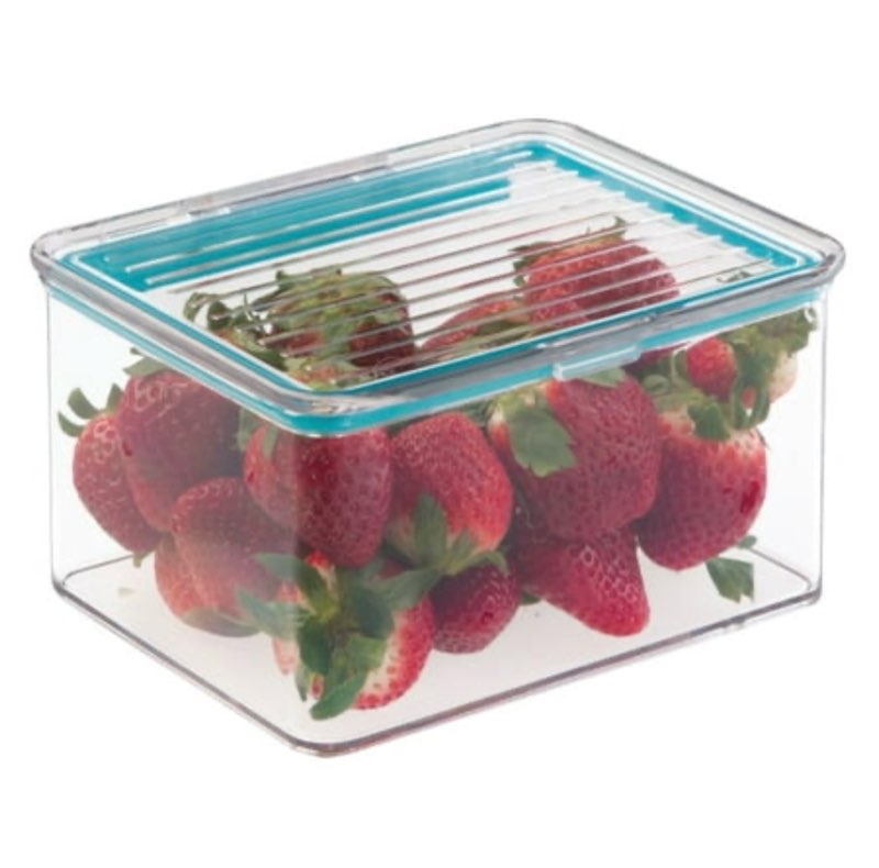 Case Pack of 4, iDesign Clear 1.5 Quart Capacity BPA-Free Food Organizer for Kitchen with Air-Tight Hinged Lid  Stackable