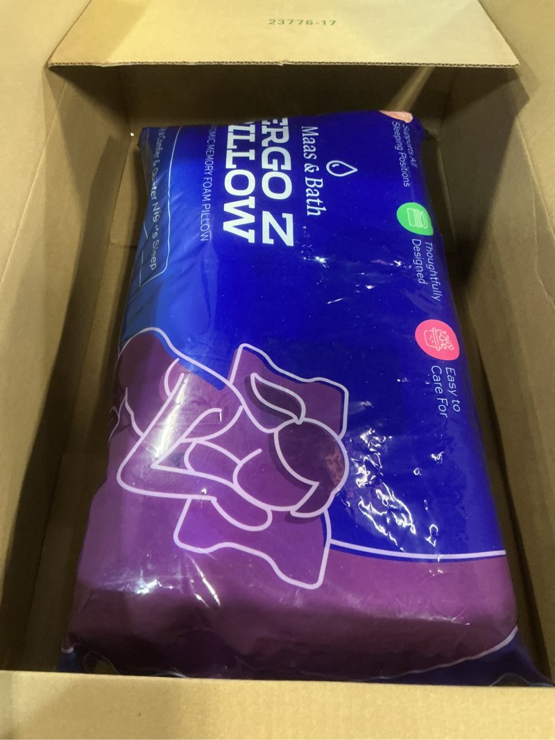 Condition photo showing New/Like New for maas & bath ergo z pillow - 2-in-1 ergonomic pillow made for any sleep position, breathable 100% memory foam, inner cover, lightweight, non-toxic, odorless sleep-friendly support
