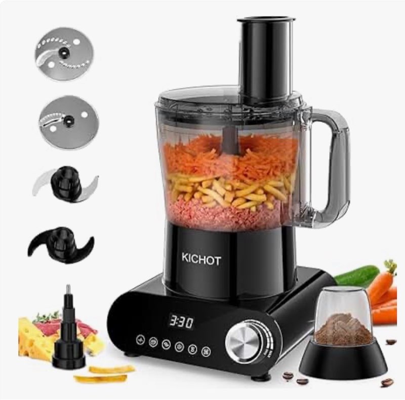 12 cup food processor & vegetable chopper,french-fry-cutter, stepless speed,digital timer,large feed chute,ice creshing(black)