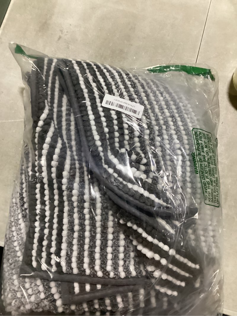Condition photo showing New/Like New for bsicpro bathroom rugs and mats sets, 2 piece thick absorbent chenille bath mat rug set non slip, soft shaggy bath room floor mats for bathroom, machine washable (gray, 20" x 60" plus 20" x 32") 20" x 60" plus 20" x 32" grey