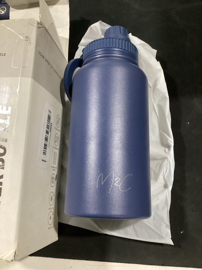 Condition photo showing As Is for m2c® magnetic insulated water bottle 24oz (dark blue) – compatible with magsafe magnetic tumbler, gym water bottle with tripod mount, cell phone holder