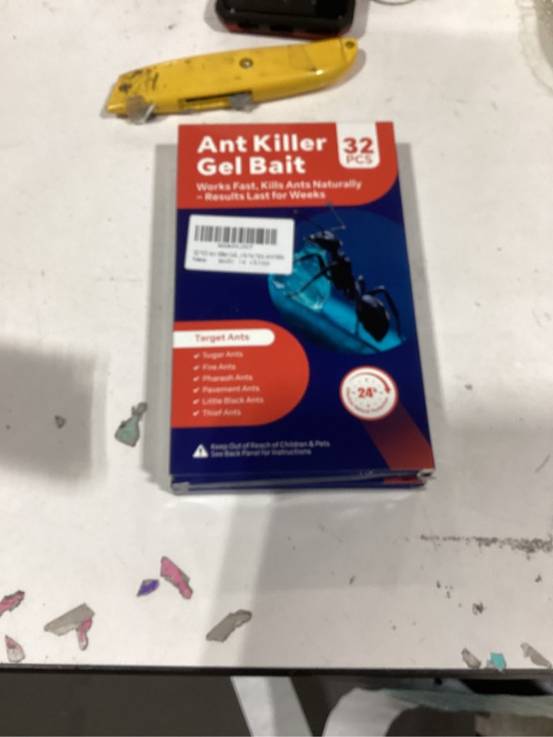 Condition photo showing New/Like New for 32 PCS Ant Killer Gel Bait Stations, Extra Strengthen Ant Bait Traps, Long-Lasting Effective Pest Gel for Carpenter Ants and Other Common Household Ants, No Mess Easy Use, Safe for Pets and Kids