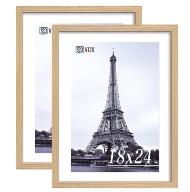 (24x36)(3pcs)vck  poster frame, oak wood picture frames for wall display | gallery-quality, wide thick border, shatterproof plexiglass, vertical/horizontal hanging, for music poster, print, portraits