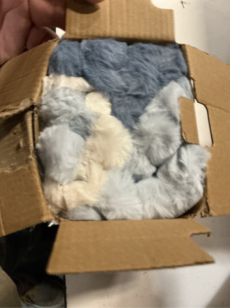 Condition photo showing Good Condition for miulee faux fur plush decorative throw pillow covers 18x18 set of 4, summer modern soft fuzzy coastal striped cushion covers for sofa couch bed living room cozy home decor,navy blue 18" x 18" (pack of 4) navy blue