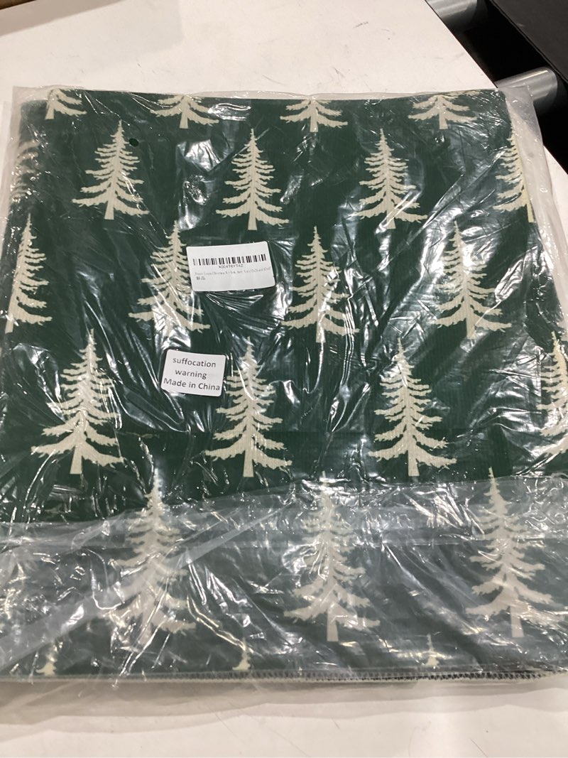 Condition photo showing New/Like New for forest green christmas kitchen mats set of 2 cream xmas tree print winter holiday kitchen rugs for floor home decor low-profile mats,17x29 and 17x47 inch forest green christmas tree