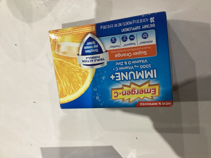 Condition photo showing New/Like New for Emergen-C Immune+ Powder Drink Mix with Vitamin C - Super Orange - 30ct