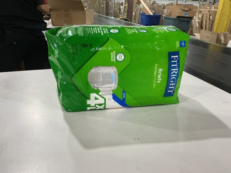 Condition photo showing New/Like New for Medline FitRight Incontinence Diapers, Specialty Size Adult Diapers, For Men And Women, Maximum Protection, Waist Size 65"–94", 4XL, 8 briefs per bag, 32 briefs per case 4X-Large