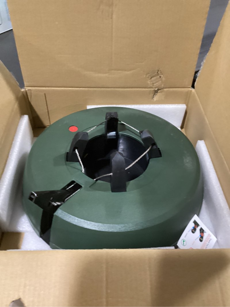 Condition photo showing As Is for Real Christmas Tree Stand with Water Reservoir & Level Indicator, Heavy Duty Stable Base, Secure Hold for Fresh Holiday Trees