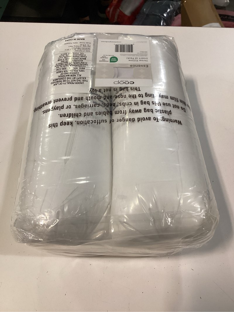 Condition photo showing New/Like New for coop home goods essence adjustable throw pillow inserts 20x20, set of 2, adjustable down alternative cushions for couch, bed, or chair, decorative square pillows for living room, oeko-tex certified essence down alternative 20x20