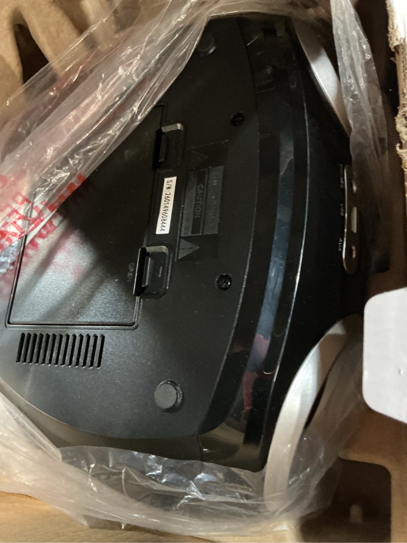 Condition photo showing Good Condition for megatek portable cd player boombox with fm radio, bluetooth, usb port, aux input, and headphone jack – cd-r/cd-rw/mp3-cd compatible, clear stereo sound, backlit lcd display – black