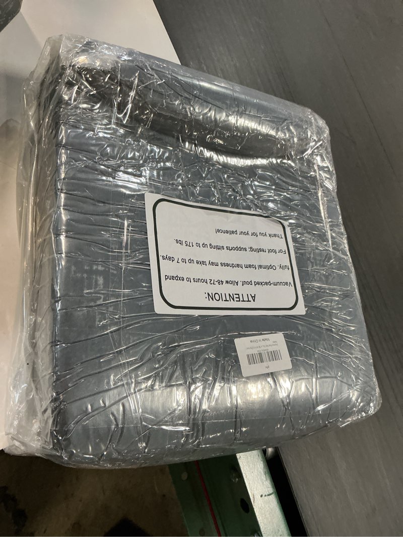 Condition photo showing New/Like New for Pouf Ottoman Stuffed Modern Foam Pouf Ottoman Filler Velvet Floor Pouf Round Foot Stool 20 * 12 Inches Ottoman Foot Rest for Living Room, Home Decor (Coffee) 20"D x 20"W x 12"H Coffee Stripe