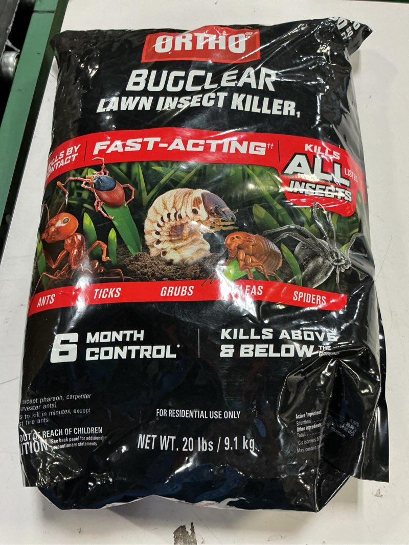 Condition photo showing New/Like New for ortho bugclear lawn insect killer1: treats up to 33,000 sq. ft., protect your yard & garden against ants, spiders, ticks, armyworms, fleas & grubs, 20 lbs.