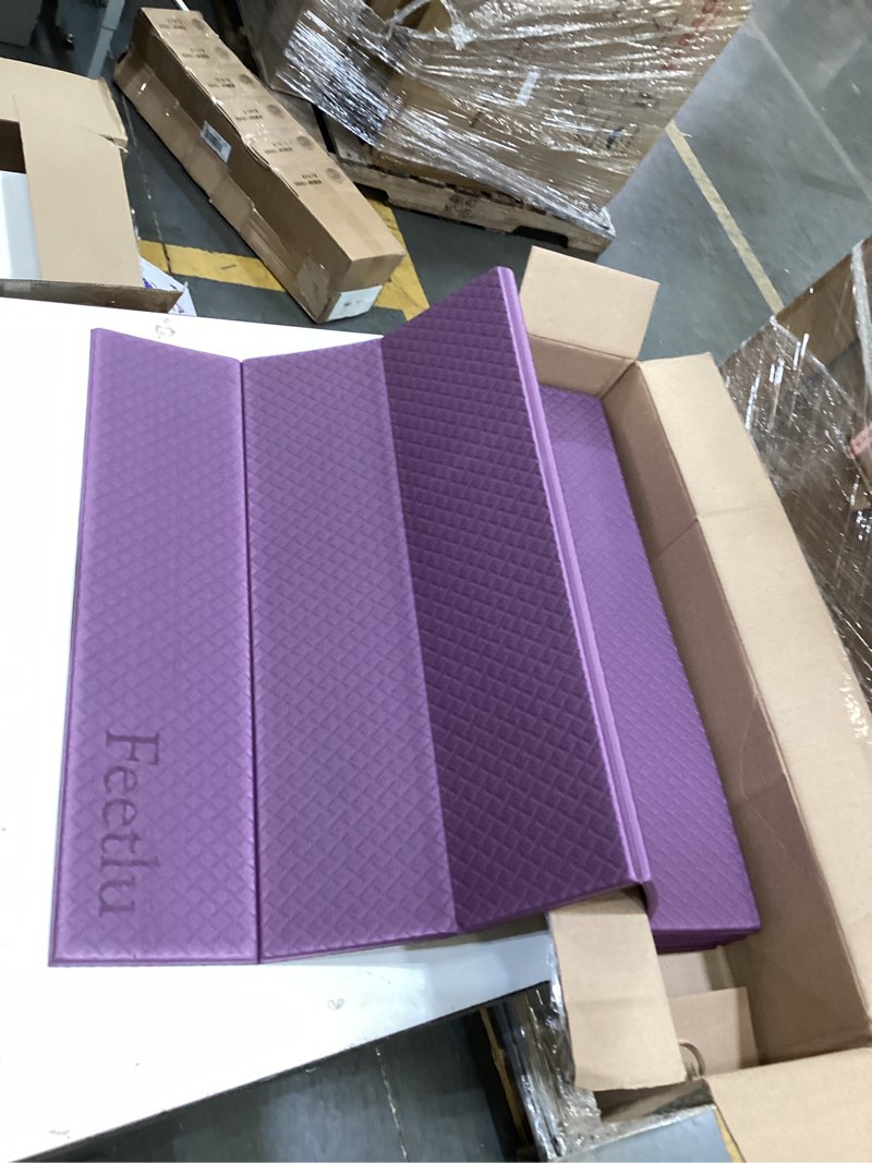 Condition photo showing Good Condition for extra thick 12mm exercise mat – 74"l x 26"w inch, non-slip, joint-friendly & cushioned fitness mat for yoga, pilates & floor workouts – durable, supportive & includes feetlu classic strap purple