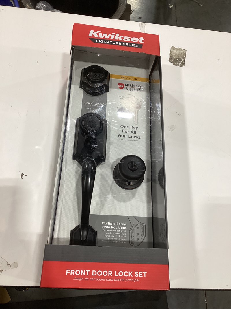 Condition photo showing Good Condition for kwikset signature series signature series montara venetian bronze single-cylinder deadbolt keyed entry door handleset knob smartkey