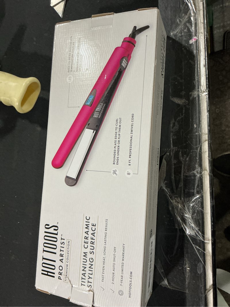 Condition photo showing As Is for Hot Tools Pro Artist Titanium Digital Flat Iron | One Pass, Micro Shine Styles (1 in)
