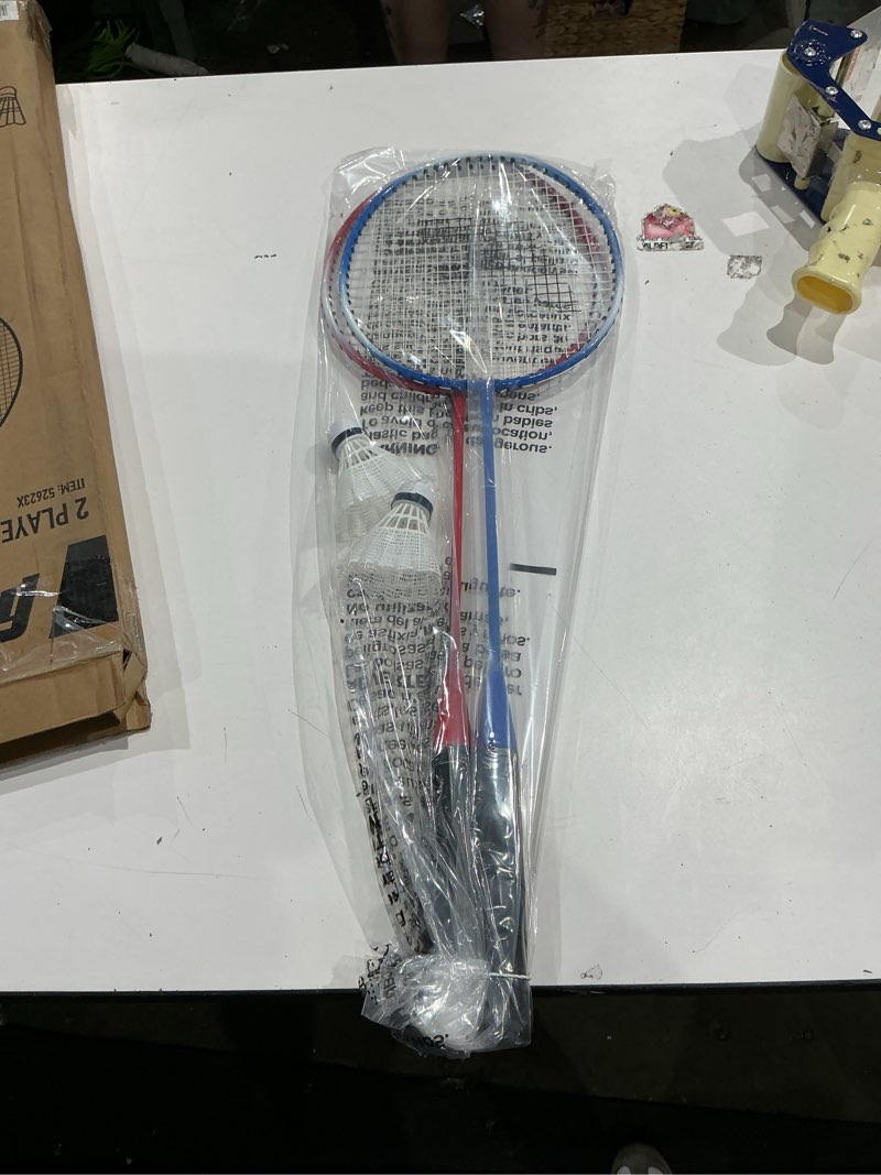 Condition photo showing Good Condition for franklin sports badminton racket + birdie set - replacement badminton equipment for kids + adults - 2 player - 4 player badminton racket sets 2 player red and blue