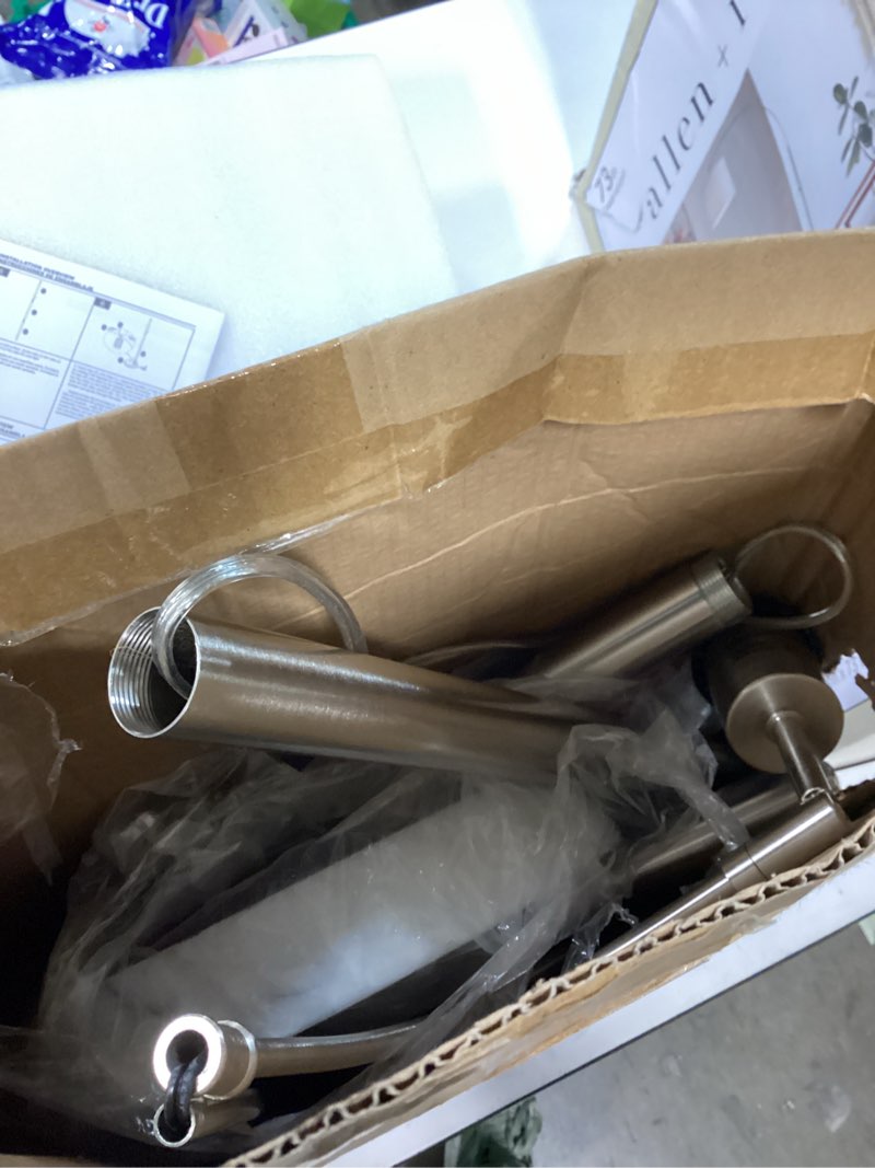 Condition photo showing As Is for allen + roth 73-in brushed steel arc floor lamp