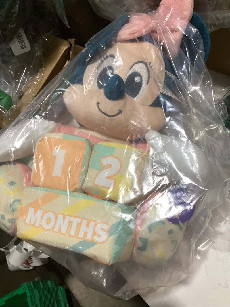Condition photo showing Good Condition for just play disney baby my first year minnie mouse and milestone blocks, 11.75-inch plush toy, 4-pieces, kids toys for ages 0 large