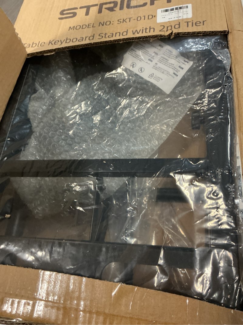 Condition photo showing Good Condition for strich dual piano keyboard stand with 2nd tier - adjustable and portable 2 tier music stand for synths and electric digital keyboards - fits 54 61 88 key pianos dual tier