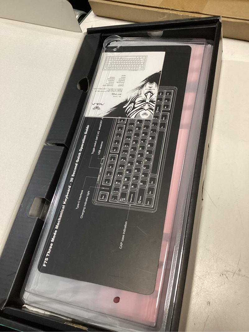 Condition photo showing Good Condition for aula f75 pro wireless mechanical keyboard,75% hot swappable custom keyboard,rgb backlit,pre-lubed reaper switches,side printed pbt keycaps mechanical gaming keyboards, pink&black f75 pro-gradient pink black