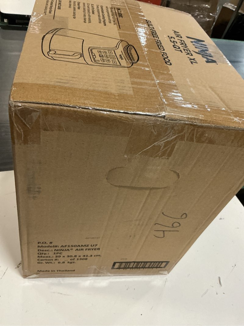 Condition photo showing New/Like New for ninja | xl single basket air fryer | 5.5 qt capacity fits 3lbs of wings | 5-in-1air fry, roast, bake,reheat & dehydrate |dishwasher safe parts & recipe guide | grey |af150amz 5.5 qt xl