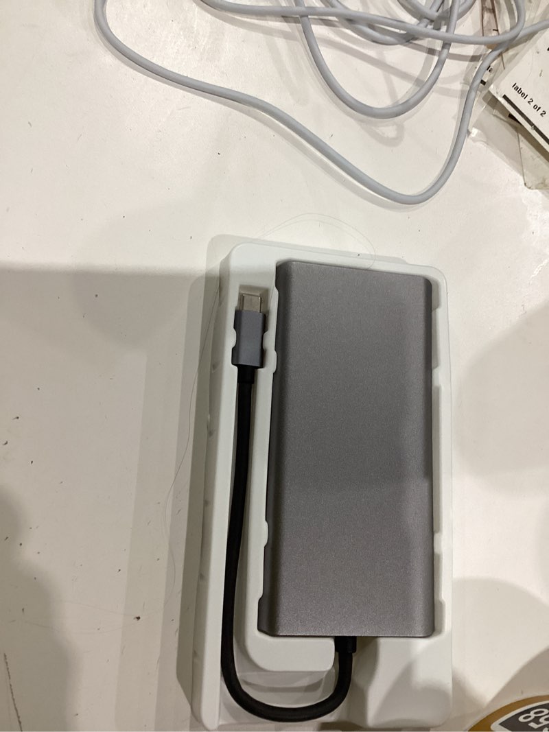 Condition photo showing As Is for USB C HUB, USB C Adapter 11 in 1 Dongle with 4K HDMI, VGA, Type C PD, USB3.0, RJ45 Ethernet, SD/TF Card Reader, 3.5mm AUX, Docking Station Compatible with MacBook Pro/Air, Other Type C Laptops