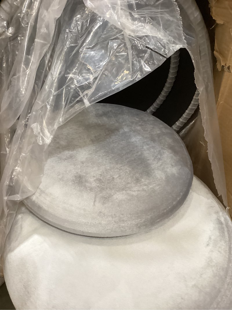 Condition photo showing New/Like New for CAROLMADE Set of 2 Round Ottoman with Storage, Upholstered Vanity Stool Support 300lbs Multifunctional Coffee Table Ottoman Velvet Foot Rest Stool or Living Room Bedroom Dorm(Grey) Velvet-grey