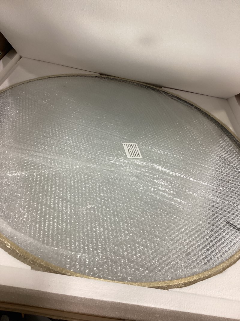 Condition photo showing New/Like New for round wall mirror 30 inch gold vanity mirror with metal frame, modern circle for bathroom, entryway, bedroom, living room, wall mounted decorative mirrors round 30"l x 30"w gold