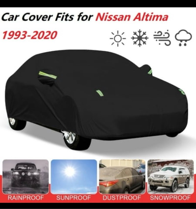 Full Car Cover Custom Fits for NISSAN ALTIMA 1993-2020  210T Waterproof Anti-UV Windproof Dustproof All Weather Outdoor Indoor Protection with Reflective Strips  Black