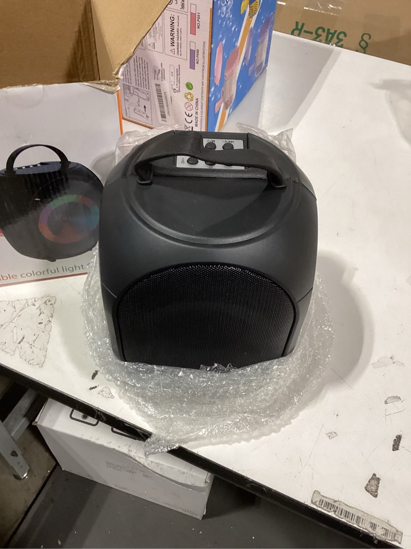 Condition photo showing Good Condition for Kinglucky Karaoke Machine for Kids & Adults, Portable Bluetooth Speaker with 2 Wireless Microphones,Powerful Sound, LED Lights, PA System for Birthday Parties and Family Fun Gifts for Loved One