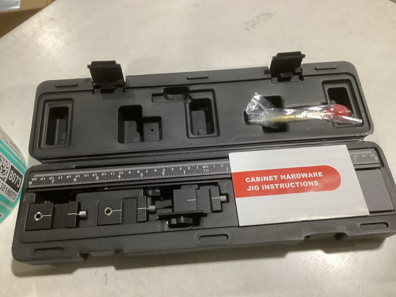 Condition photo showing New/Like New for Vicrays Cabinet Hardware Handle Jig - Aluminum Alloy Cabinet Template Tool Woodworking Drilling Hole Doweling Guide Punch Locator for Installation Handles Knob on Drawer Door Pulls Cabinet Hardware Jig + All Metal Black