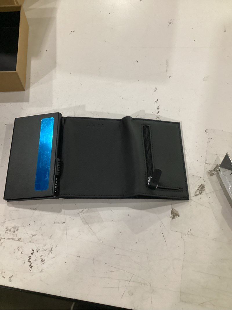 Condition photo showing Good Condition for vulkit card holder wallet with coin pocket magnetic closure pop up cards with id window leather wallet for cash & credit cards | with coin pocket grain black