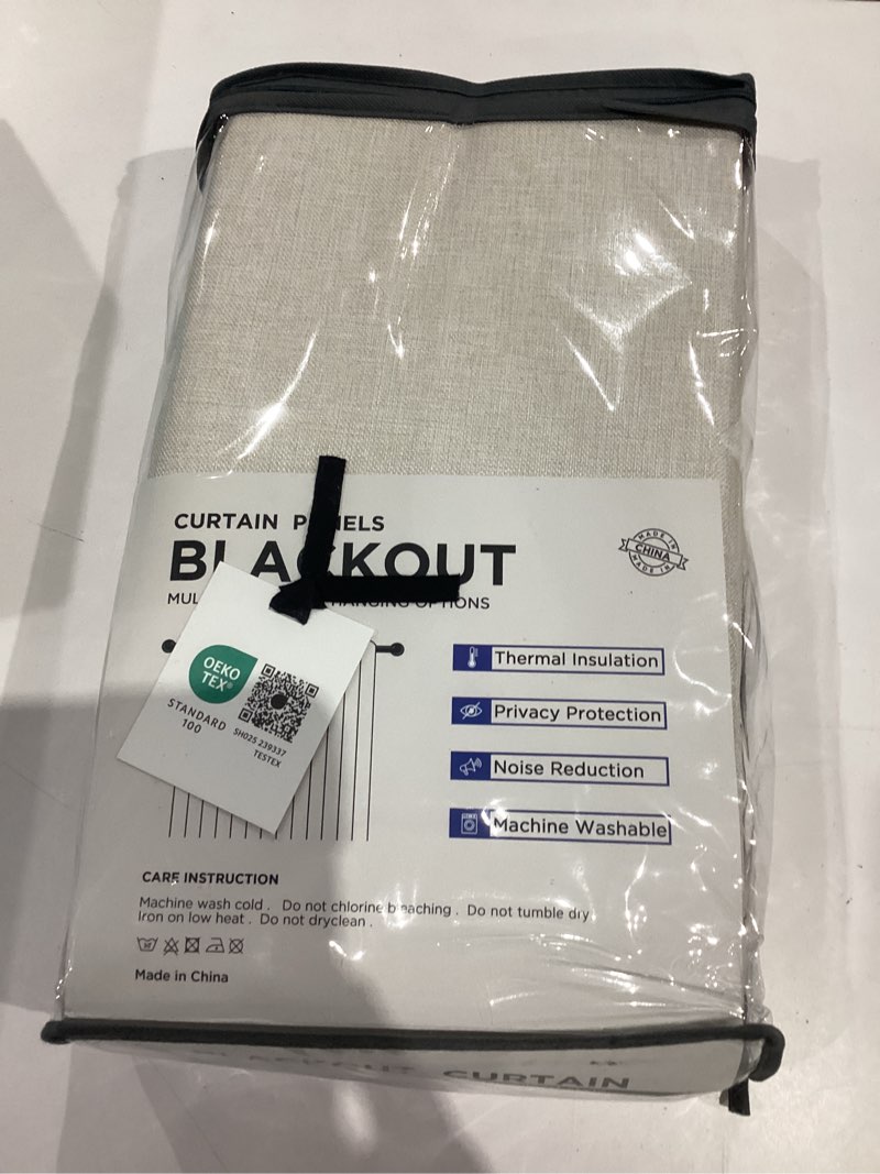 Condition photo showing New/Like New for 100% Blackout Shield Linen Blackout Curtains for Bedroom 96 Inches Long, Back Tab/Rod Pocket Living Room Drapes, Thermal Insulated Blackout Curtains 2 Panels Set, 50" W x 96" L,Cream Cream 50"W x 96"L (Pack of 2)