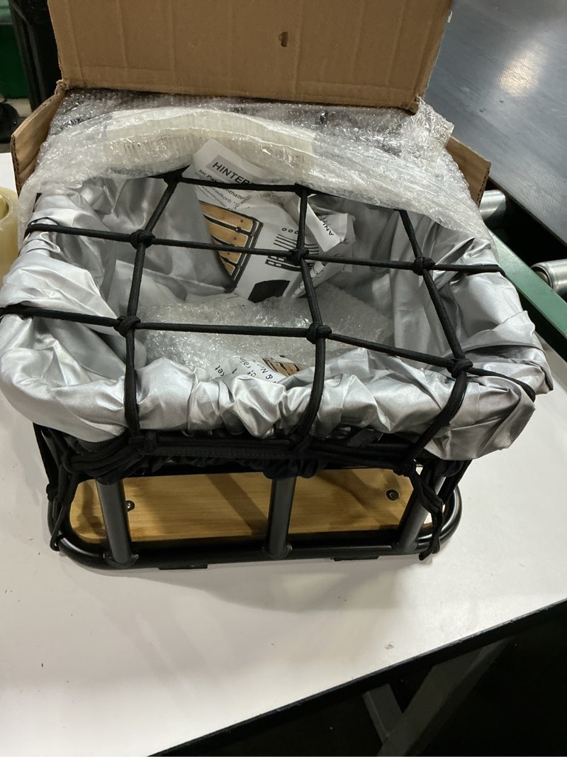 Condition photo showing Good Condition for cxwxc rear bike basket - large bicycle rear basket with cargo net and waterproof cover, wooden base baskets rear large capacity