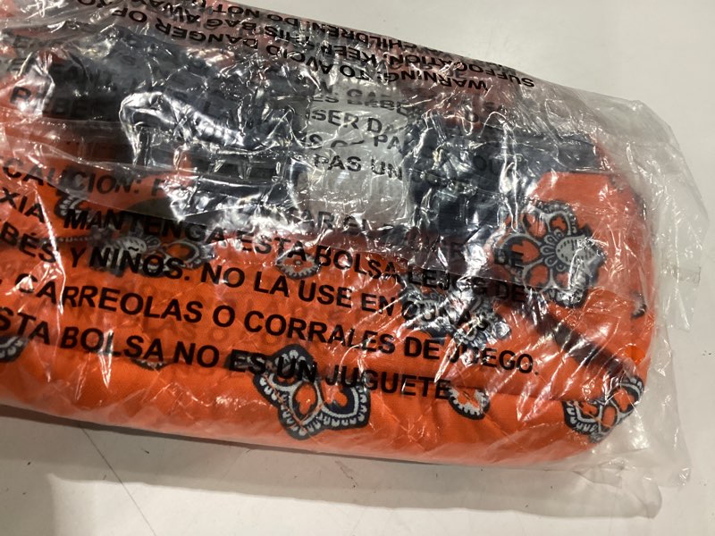 Condition photo showing New/Like New for Vera Bradley Premium Cotton Large Travel Duffel Bag, Royal Blue/Red Bandana Orange/Navy Bandana One Size