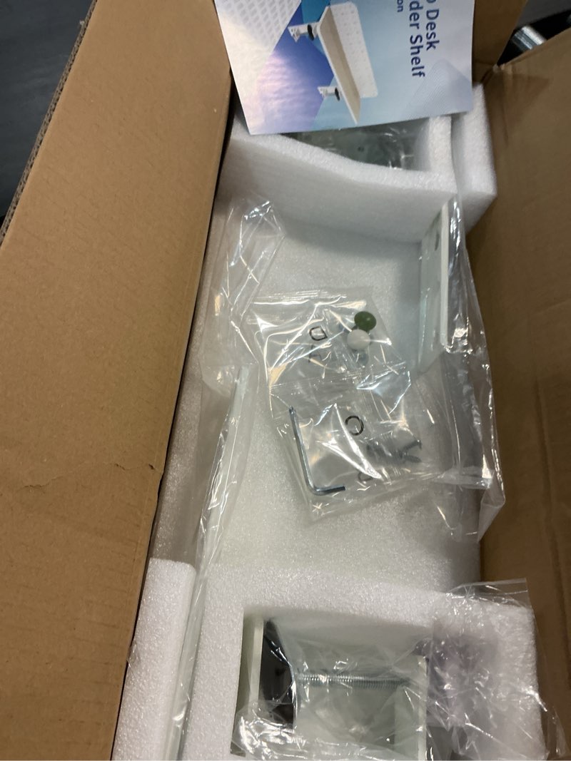 Condition photo showing New/Like New for 3 in 1 Clamp-on 15.7"×7.5" Desk Extender, Heavy-Duty Side/Top Desk Organizer Shelf, Adjustable Desktop Storage for Office Accessories, Monitor and Laptop Riser, Light Wood