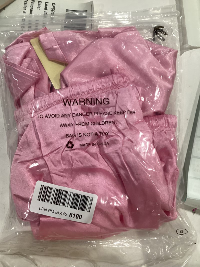 Condition photo showing Good Condition for ekouaer womens satin silky pajama set short sleeve shirt with long pajama pant set soft pj loungewear hot pink medium