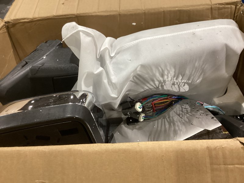 Condition photo showing As Is for ReYee Towing Mirrors fit for 1999-2016 Ford F250 F350 F450 F550 Super Duty with Heated Power Turn Signal Light Temperature Sensor Manual Telescopic Auxiliary Lamp Chrome Cap LH RH 99-16 F250-F550 Towing Mirrors Chrome
