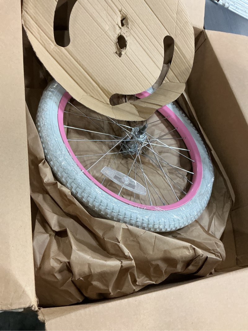 Condition photo showing As Is for ( inco plete 1 tire only) 20 inch kid bike tire girls boys bicycle tires 2 pack colorful tires with inner tubes foldable replacement tyres for 20\" kid child bike bmx mtb, multi-colour pink/ 2 tires+ 2 tubes/20 in
