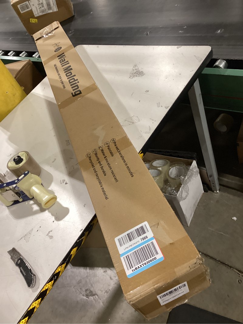 Condition photo showing New/Like New for Art3d Pre-Cut Wall Molding Set of 6 pcs, Ready-to-Assemble Wainscoting Panels for Interior Wall Décor Living Room Bedroom Accent Wall - Installed with Glue, 3 Top 3 Bottom White: Style 2