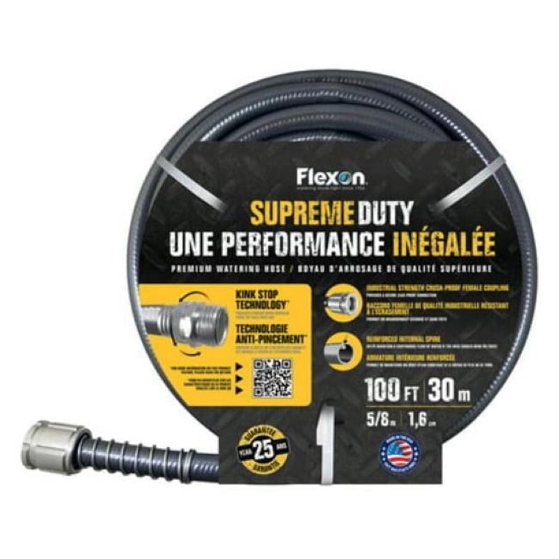 flexon supreme duty 5/8" x 100-foot heavy-duty garden hose – kink-resistant, high burst